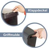 25 Liter Mülltonne Hellgrau Recyclingtonne 20x40x50cm mit abnehmbarem Klappdeckel - Schmal Küche Mistkübel Trash Bin Groß Küchenabfalleimer Papiermülleimer